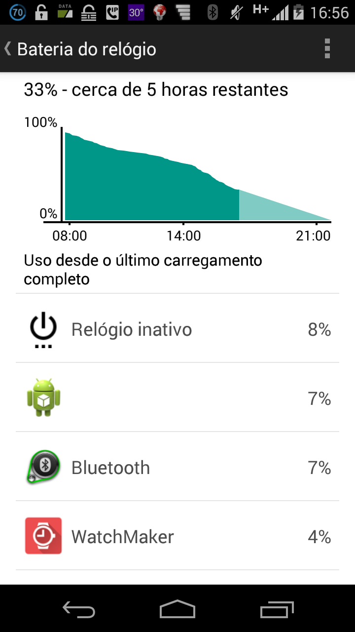 Captura de tela do Monitor de Bateria do Moto360