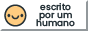 selo com fundo branco, um rosto sorrindo estilizando com o texto:escrito por um humano